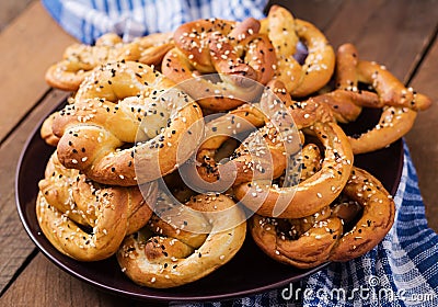 Oktoberfest salted soft pretzels Stock Photo