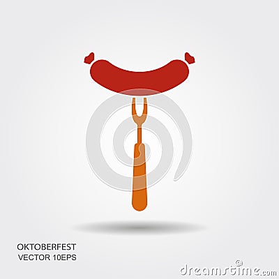 Oktoberfest sausage on fork Vector Illustration