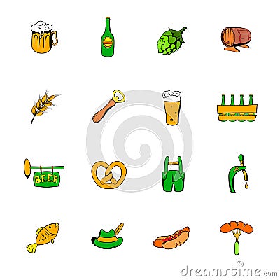 Oktoberfest set icons set cartoon Vector Illustration