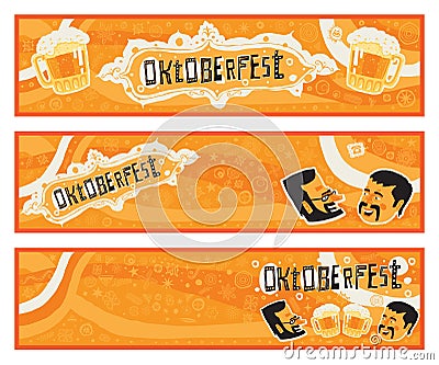 Oktoberfest. Set of three vector banners for Oktoberfest Vector Illustration