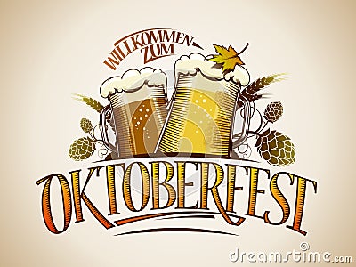 Oktoberfest sign or logo design Vector Illustration