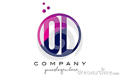 OL O L Circle Letter Logo Design with Purple Dots Bubbles Vector Illustration