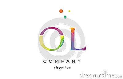 ol o l creative rainbow colors alphabet letter logo icon Vector Illustration