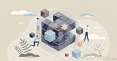 OLAP or online analytical multidimensional processing tiny person concept Vector Illustration