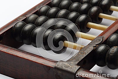 Old abacus ancient classic close up isolated on white background Stock Photo