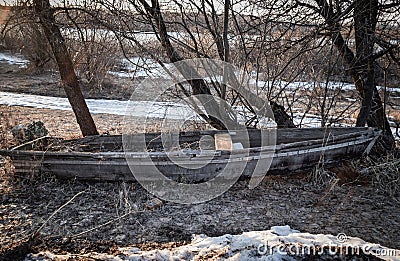 Old abandoned boat. Stock Photo