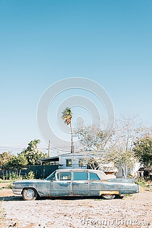 Old abandoned car in Bombay Beach, on the Salton Sea, in California Stock Photo