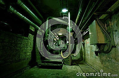 Old abandoned dirty empty scary factory Stock Photo
