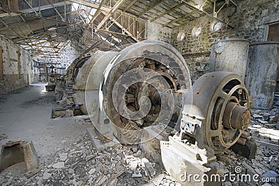 Old Abandoned Electric Powerhouse Station Stock Photo