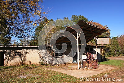 Old Abandoned Gas Station rural Eastern Texas Editorial Stock Photo