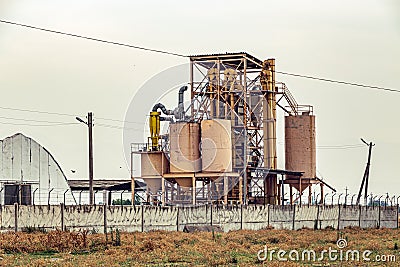 Old abandoned grain dryer Stock Photo