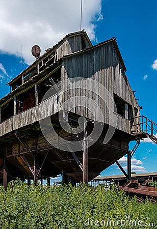 Old abandoned grain elevator in Rostov region, Russia Stock Photo