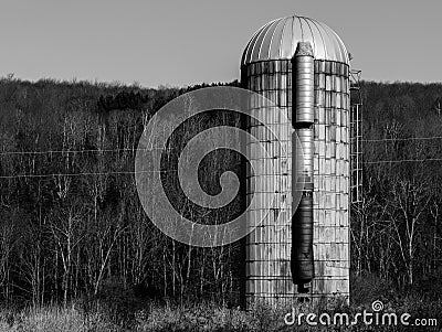 Old Abandoned Grain Silo Stock Photo