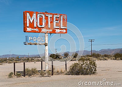 Old abandoned highway motel sign Stock Photo