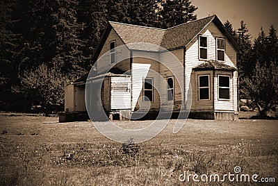 Old abandoned homestead farm house. Stock Photo