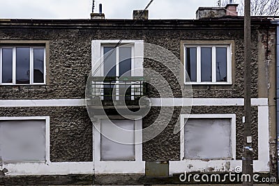 Old abandoned house.The main facade. Stock Photo