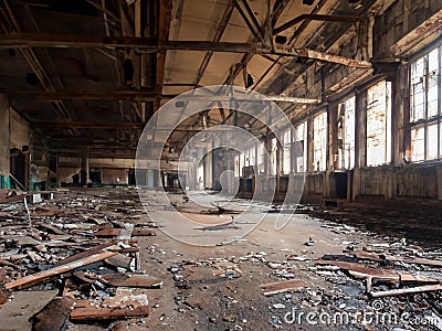Old abandoned industrial interior Stock Photo