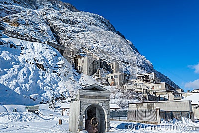 Old abandoned lead and zinc mine in Cave del Predil Stock Photo