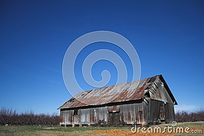 Old Abandoned Metal Barn Stock Photo