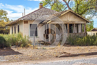 Old Abandoned One Level House In Disrepair Stock Photo