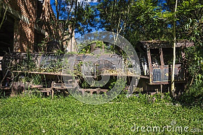 Old abandoned railroad car Stock Photo
