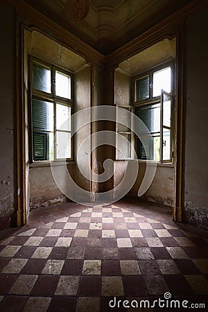 Old abandoned room Stock Photo