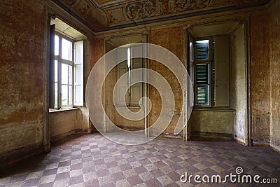 Old abandoned room Stock Photo