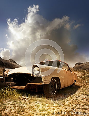 Old abandoned rusty car Stock Photo