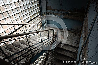 Abandoned staircase angle shot Stock Photo