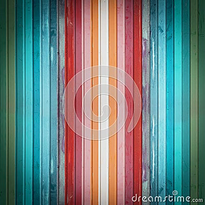 Old abstract weathered aged grunge brightly colorful painted colored garage door made of sheet steel boards texture background Stock Photo