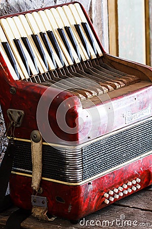 Old accordion Stock Photo
