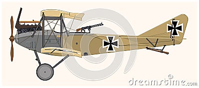 Old aeroplane, albatros : Vector Vector Illustration