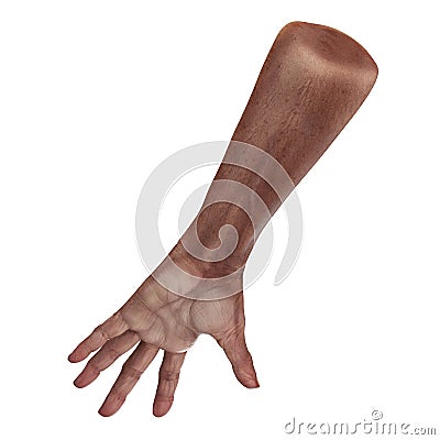 Old african hand on a white. 3D illustration Cartoon Illustration