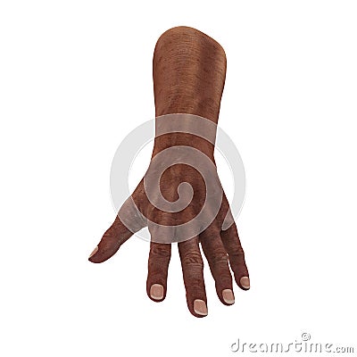 Old african hand on a white. 3D illustration Cartoon Illustration