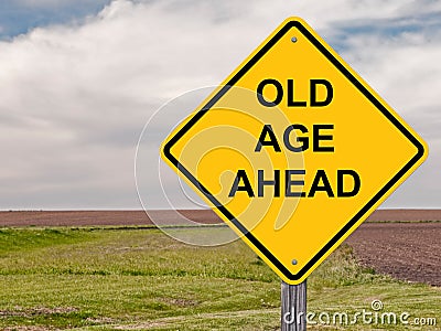 Old Age Ahead Warning Sign Stock Photo