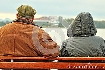 Old age people on the bench Editorial Stock Photo