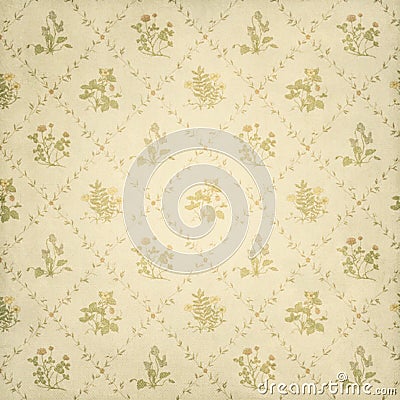 Old aged vintage antique paper flowers pattern. Vector Illustration