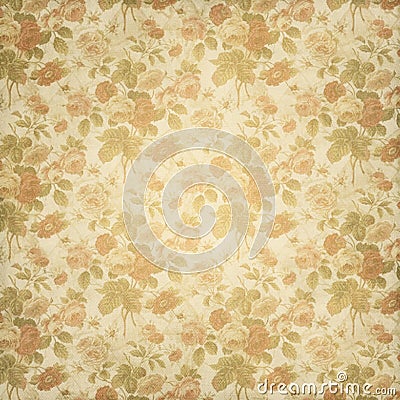 Old aged vintage antique paper flowers pattern. Vector Illustration