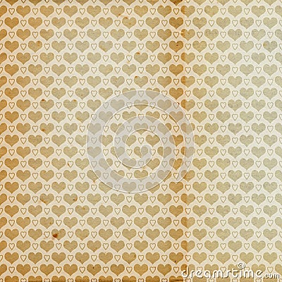 Old aged vintage antique paper with heart pattern Stock Photo