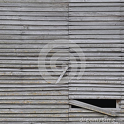 Old aged weathered natural grey damaged wooden farm shack wall texture, large detailed textured rustic grungy vertical background Stock Photo