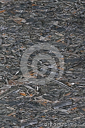 Old aged weathered oriented strand board OSB chipboard texture, grungy grey horizontal pattern, vertical rustic macro closeup Stock Photo