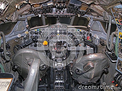 Old aircraft cockpit Stock Photo