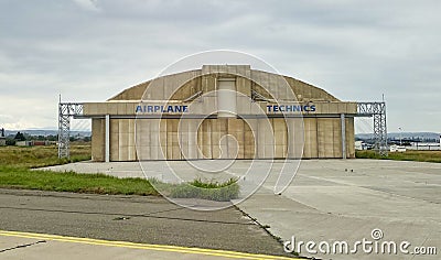 Old airplane hangar, aviation maintenance Editorial Stock Photo