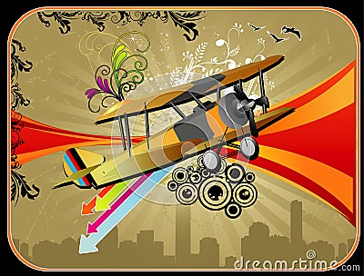 Old airplane vector composition Vector Illustration
