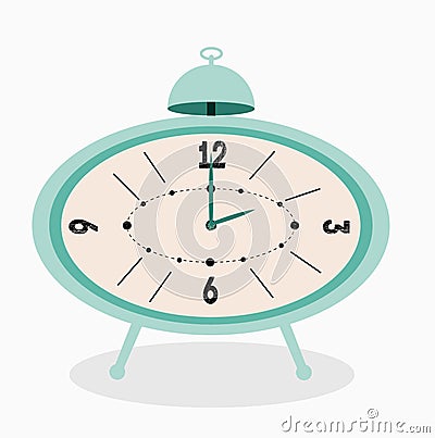 Old alarm clock on a white background Cartoon Illustration
