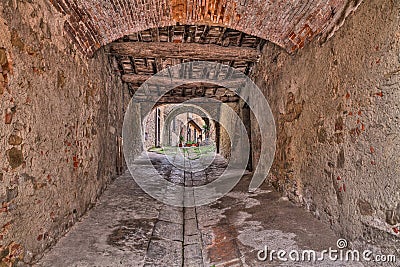 Old alley in Castiglion Fiorentino, Arezzo, Tuscany, Italy Stock Photo