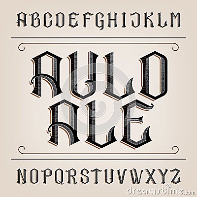 Old alphabet vector font. Distressed hand drawn letters. Vector Illustration