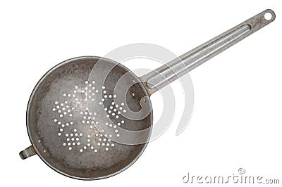 Old aluminum colander Stock Photo