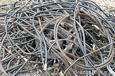 old aluminum wires in insulation Stock Photo