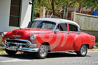 Old american car in Vinales Cuba Editorial Stock Photo